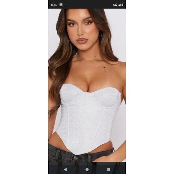 WHITE FOX Australia ~ Sz S~ Taupe Underwire BONED Crop Bustier BRA Stretch Top - Picture 1 of 14